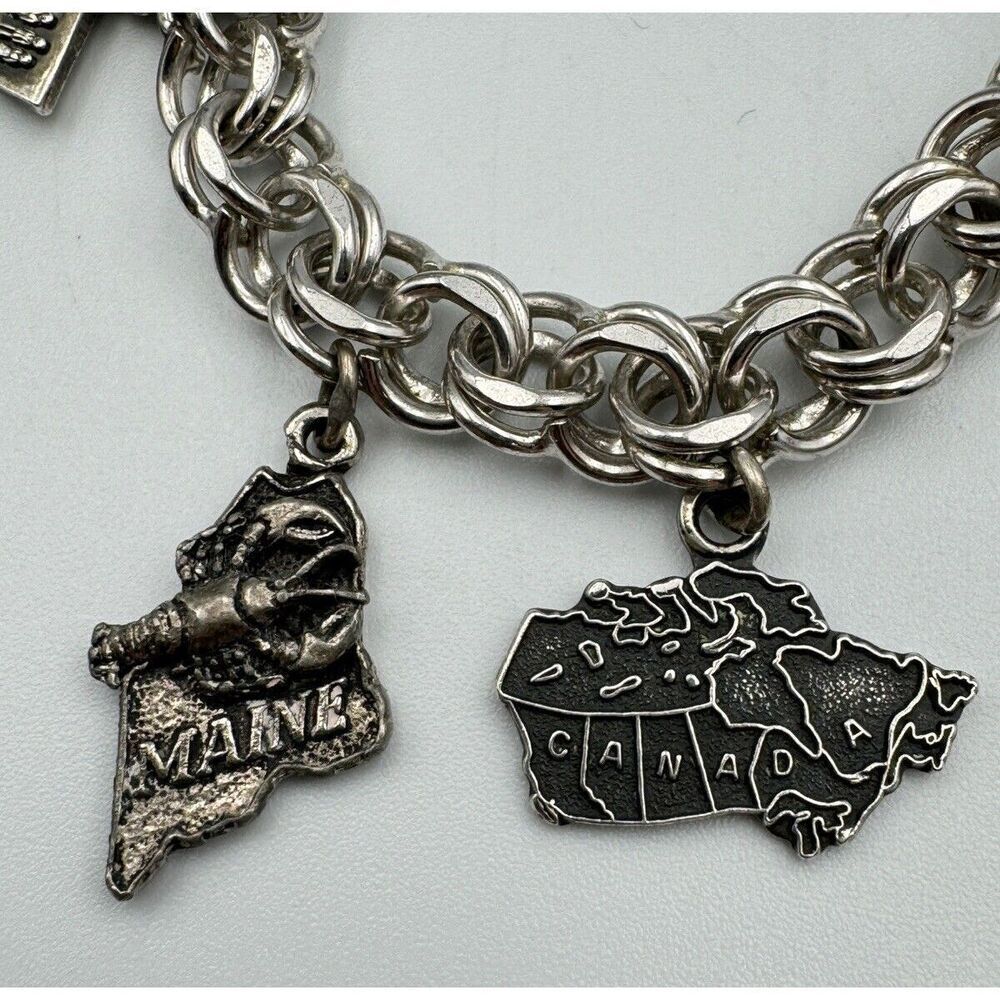 Vintage Sterling Silver Charm Bracelet States Operator Service Award Estate Find - Picture 9 of 16